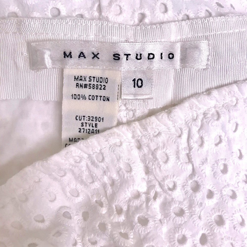 Max Studio White Cotton Eyelet Skirt